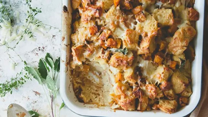 Ina Garten Artichoke and Leek Bread Pudding