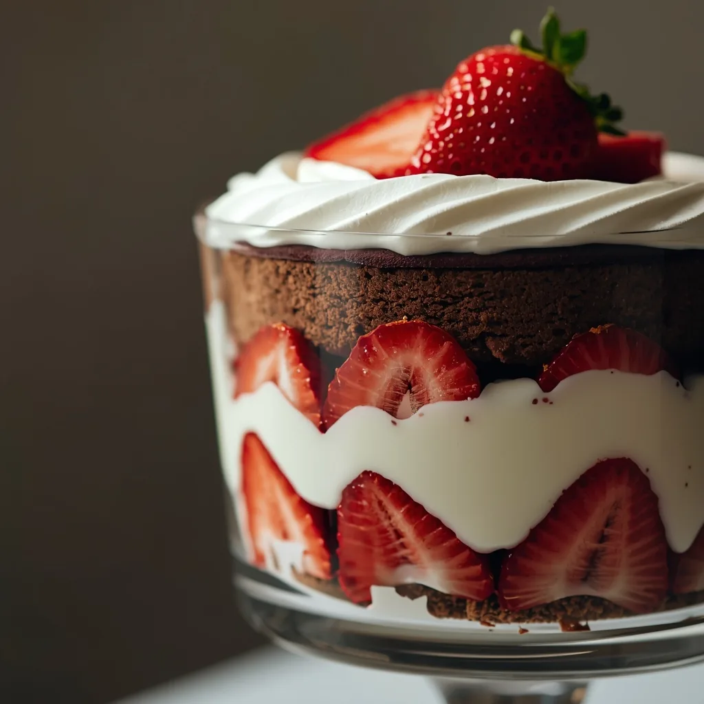 Easy Chocolate Strawberry Trifle - recipe card