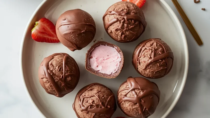 Frozen Chocolate Strawberry Yogurt Bites