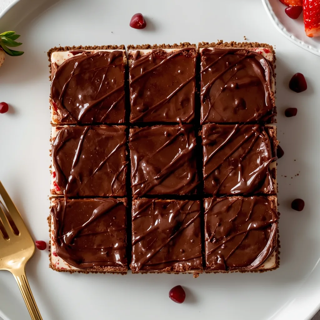 No-Bake Chocolate Strawberry Cheesecake Bars