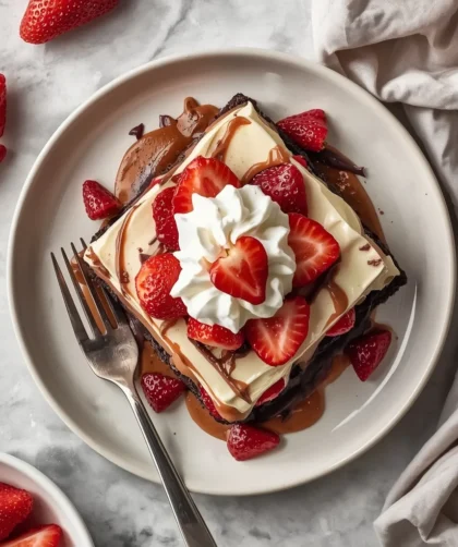 No-Bake Chocolate Strawberry Dessert Lasagna