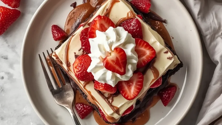 No-Bake Chocolate Strawberry Dessert Lasagna