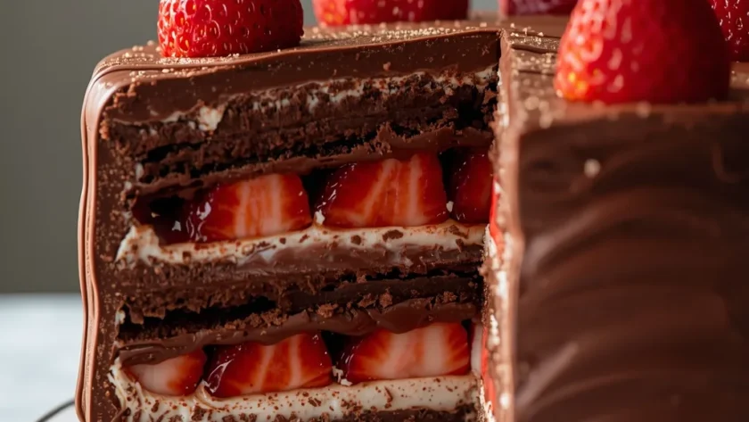 No-Bake Chocolate Strawberry Icebox Cake