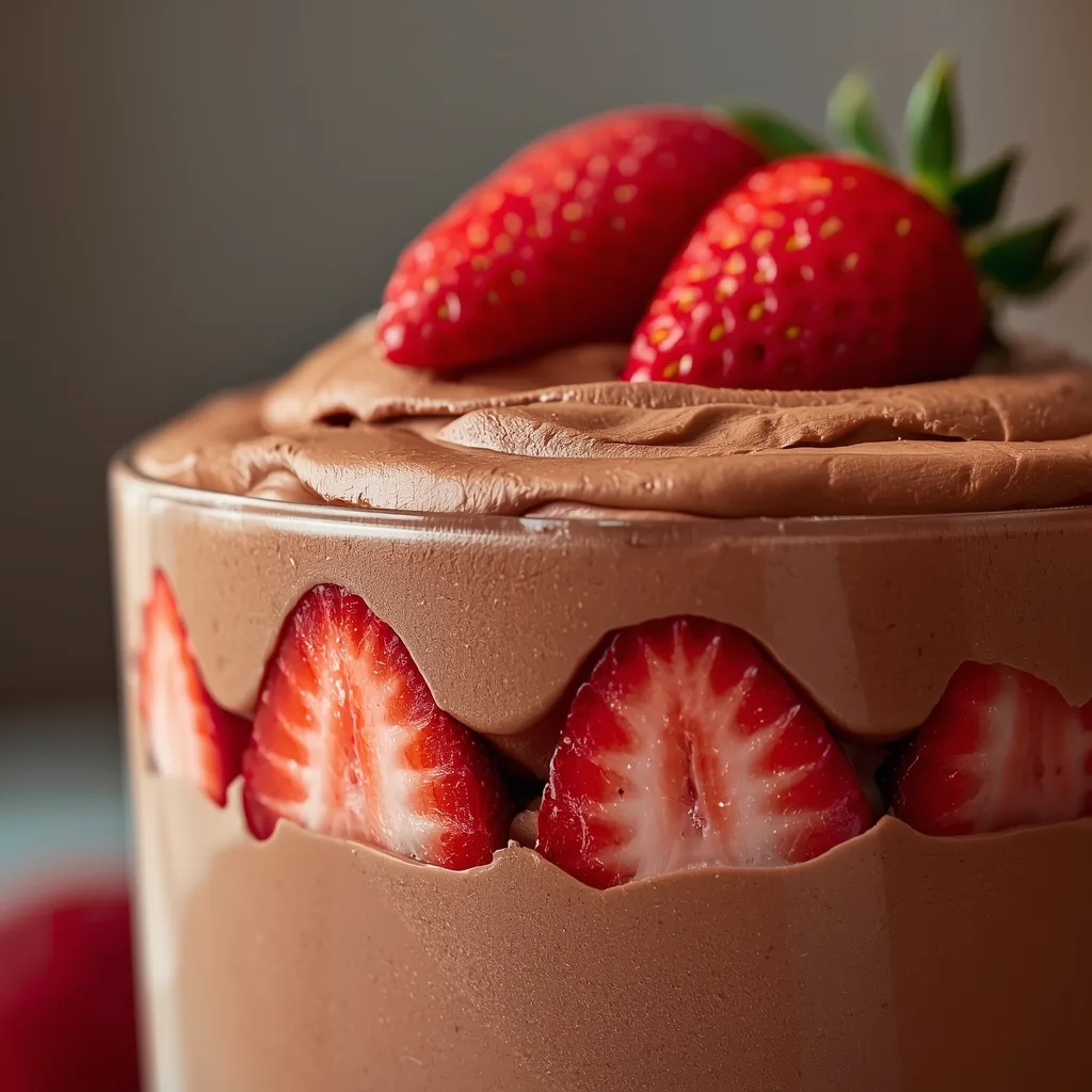 No-Bake Chocolate Strawberry Mousse - recipe card