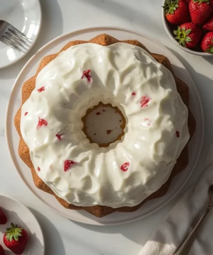 Strawberry Bundt Cake with Cream Cheese Frosting