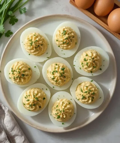 Garlic Herb Deviled Eggs
