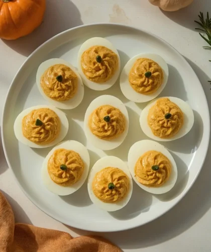 Pumpkin-Shaped Deviled Eggs