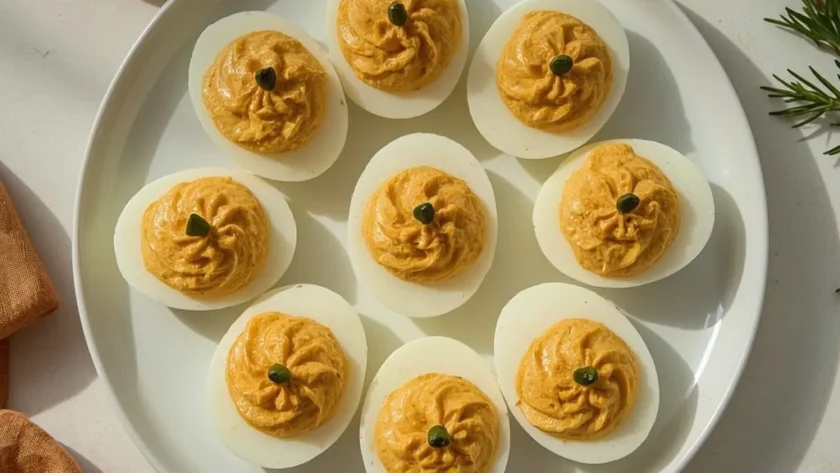 Pumpkin-Shaped Deviled Eggs
