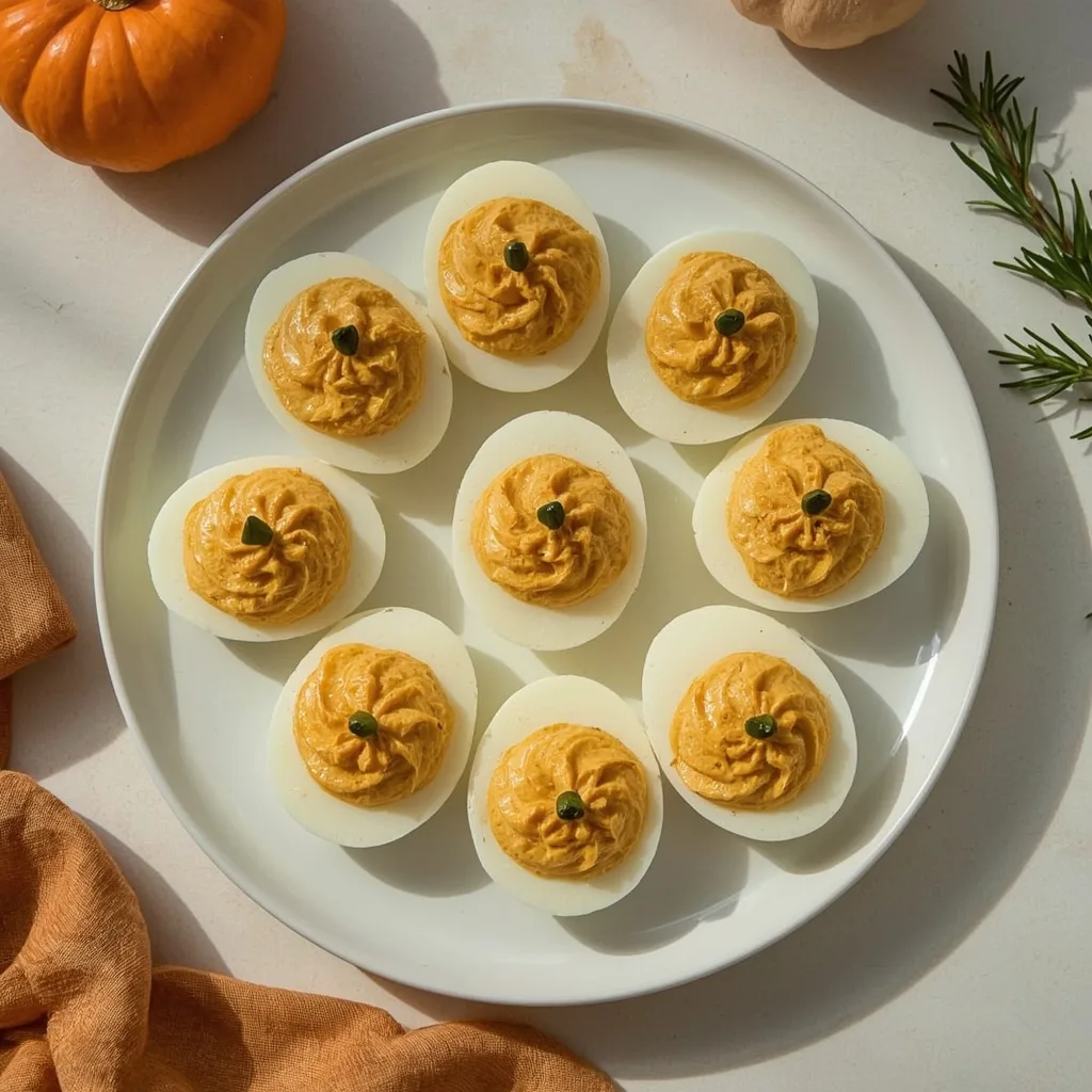 Pumpkin-Shaped Deviled Eggs