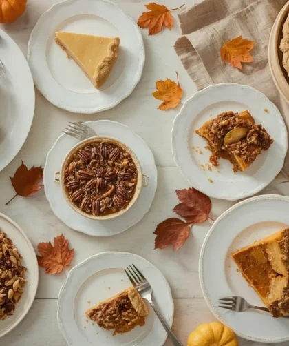 Easy 5-ingredient Thanksgiving desserts with cupcakes, pecan pie bites, apple crisp, cranberry cake and sweet potato pie