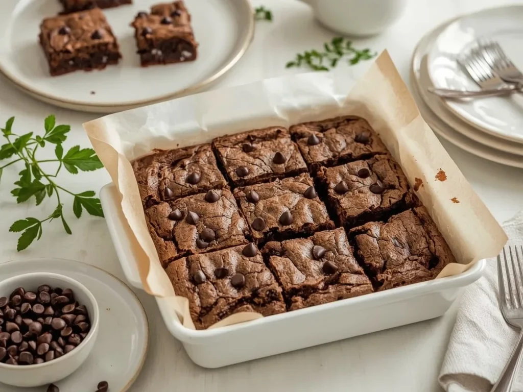 Air fryer fudgy brownies with crackly tops cut into squares