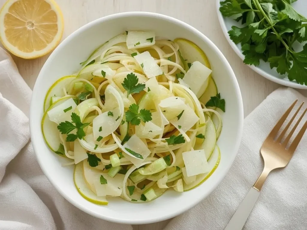 Apple, fennel and celery salad with lemon dressing