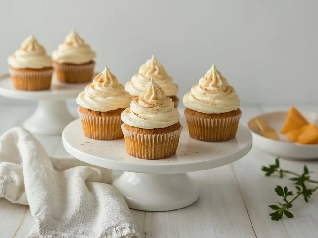 Pumpkin cupcakes with cinnamon cream cheese frosting
