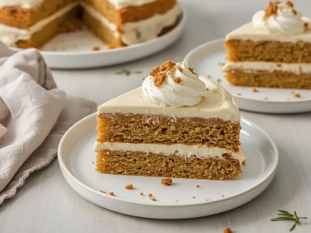 Pumpkin gingersnap icebox cake slice with layers