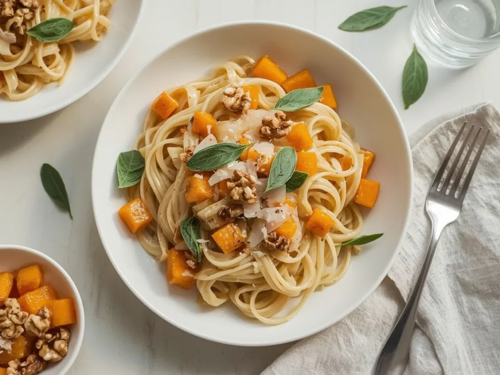 Brown butter butternut squash pasta with sage and parmesan