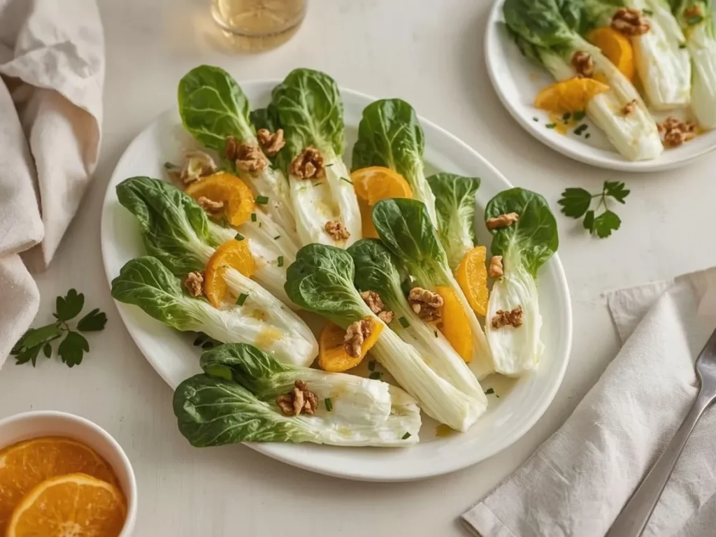 Endive and orange salad with toasted walnuts and chives