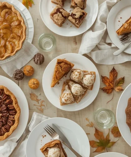 Freezer-friendly Thanksgiving desserts with apple pie, pumpkin bread, pecan bars, ice cream pie and Bundt cake