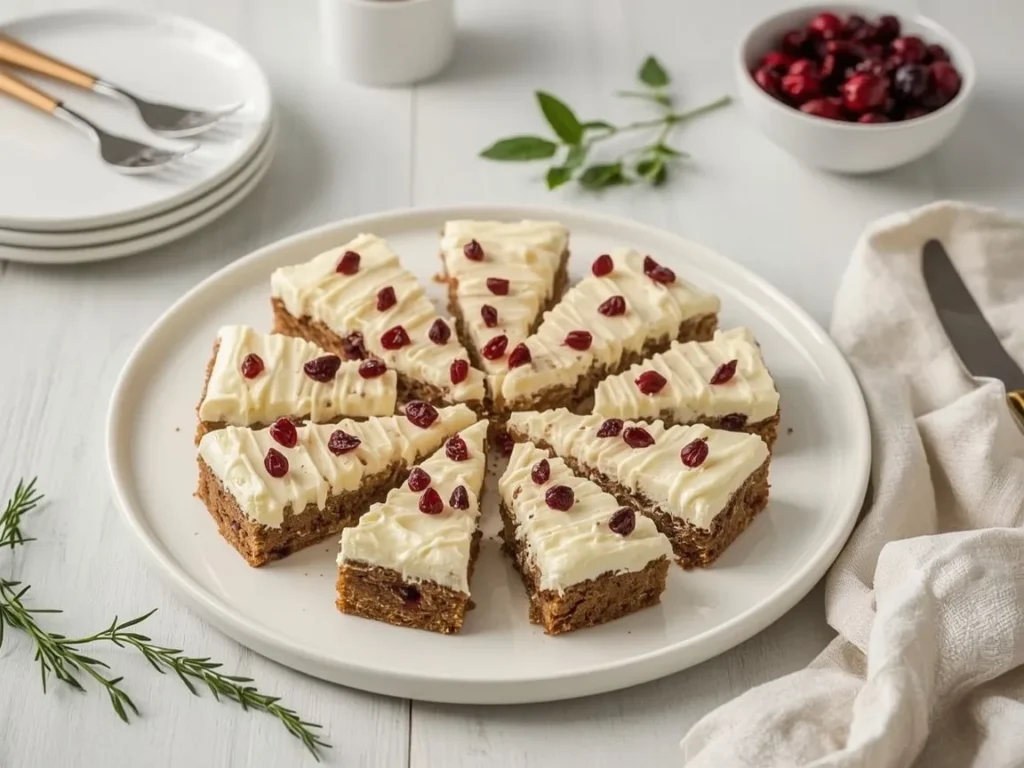 Frosted cranberry white chocolate bars cut into triangles