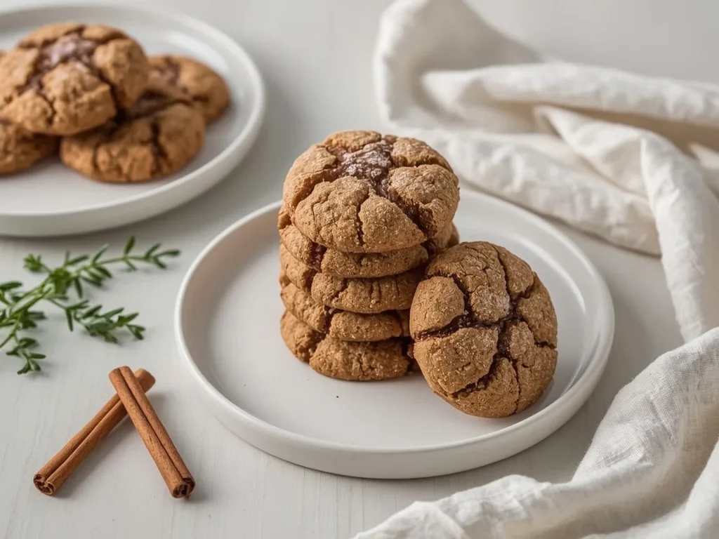 Chewy ginger molasses cookies with crackled sugar tops