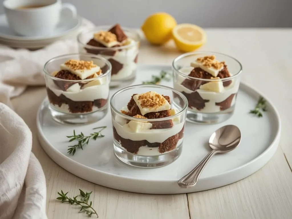 Gingerbread trifle cups with lemon cream