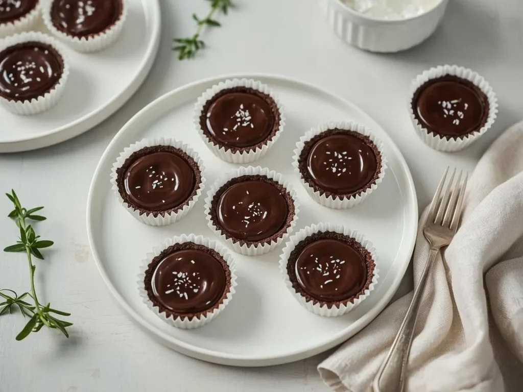Mini chocolate ganache tarts with flaky salt