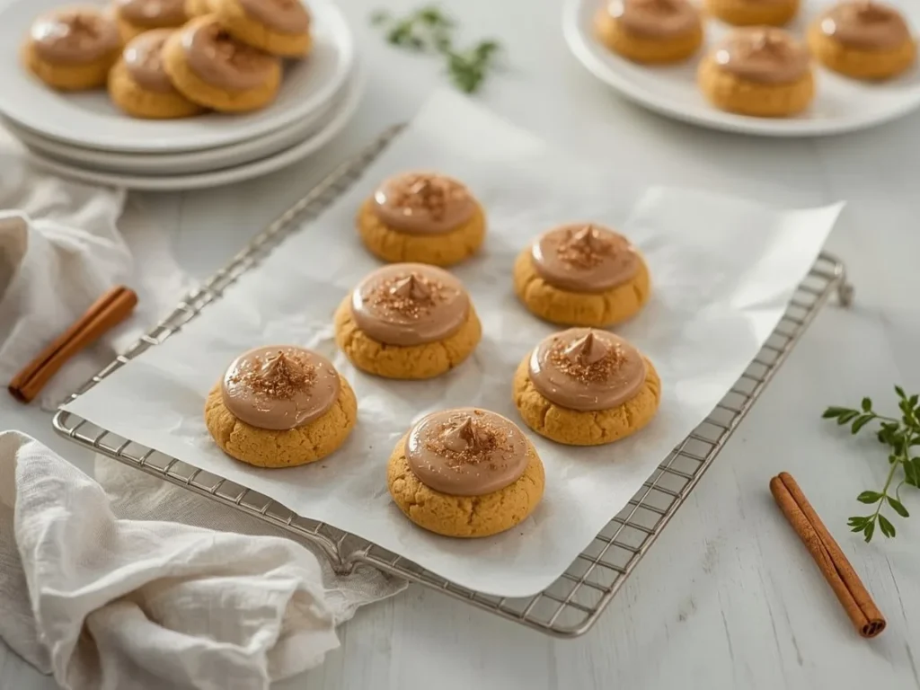 Soft pumpkin cookies with brown butter icing
