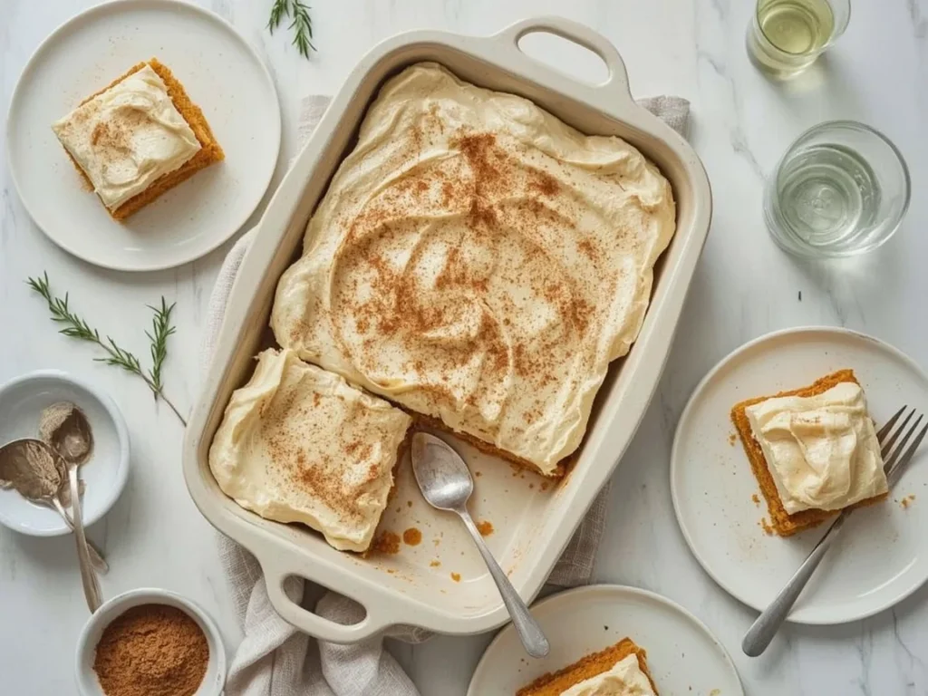 Pumpkin spice sheet cake with brown butter frosting