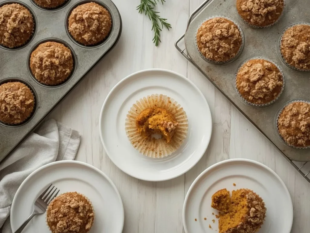 Pumpkin muffins with cinnamon streusel topping