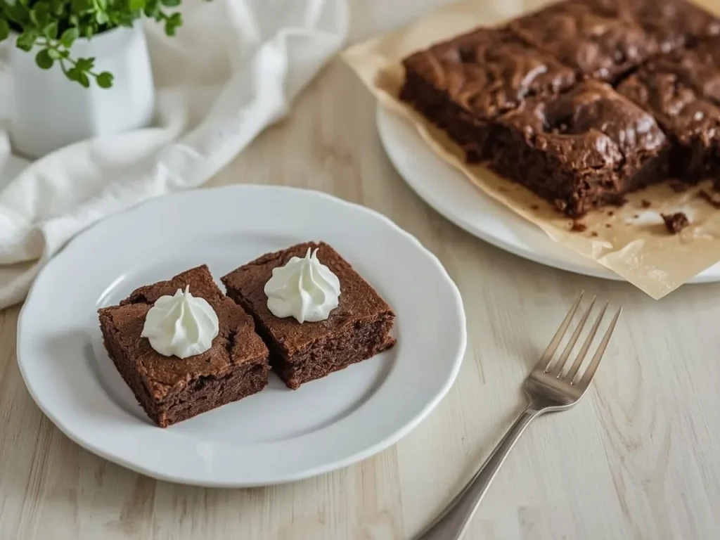Slow cooker gingerbread cake squares with whipped cream