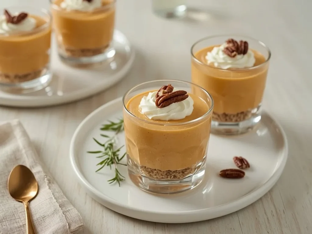 Sweet potato pie cups with graham crumbs and whipped cream