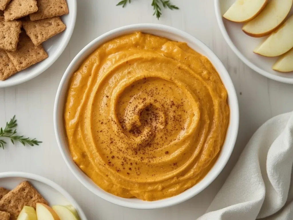 Pumpkin pie dip with gingersnaps and apple slices