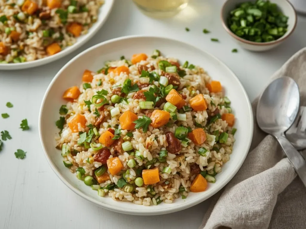 Wild rice salad with apricots and pistachios